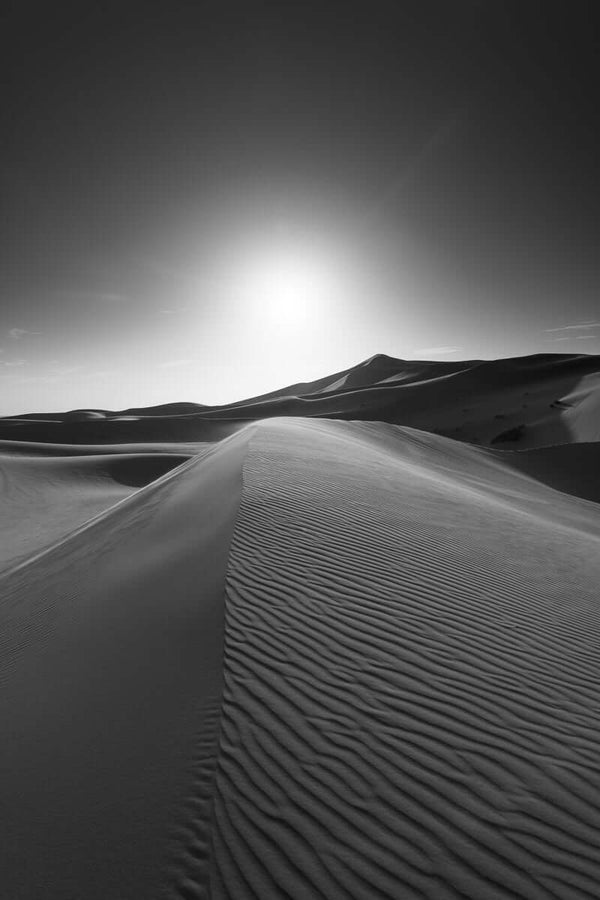 Sunset at Sahara Desert, Merzouga Morocco Black and White