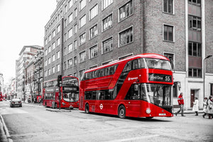 London city bus Black and White with red color